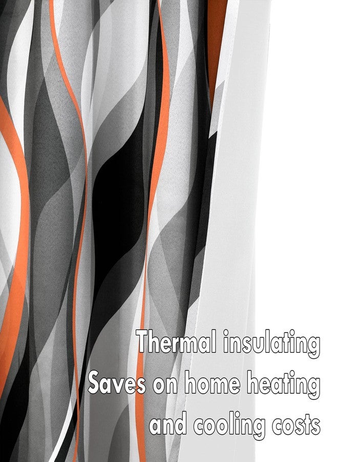 Weesire Modern Striped Decorative 50% Light Blocking Darkening Grommet Curtains for Living Room, Bedroom - 52x84 Inches, 2 Panels Set, Gray and Orange - Image 4