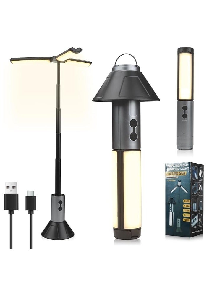 Telescopic Camping Light, 3000mAh Rechargeable Camping Lantern - 2 Dimmable Modes & 3 Flashlight Modes, IPX4 Waterproof, Portable Collapsible Light for Camping, Hiking, Home Emergency - Image 1