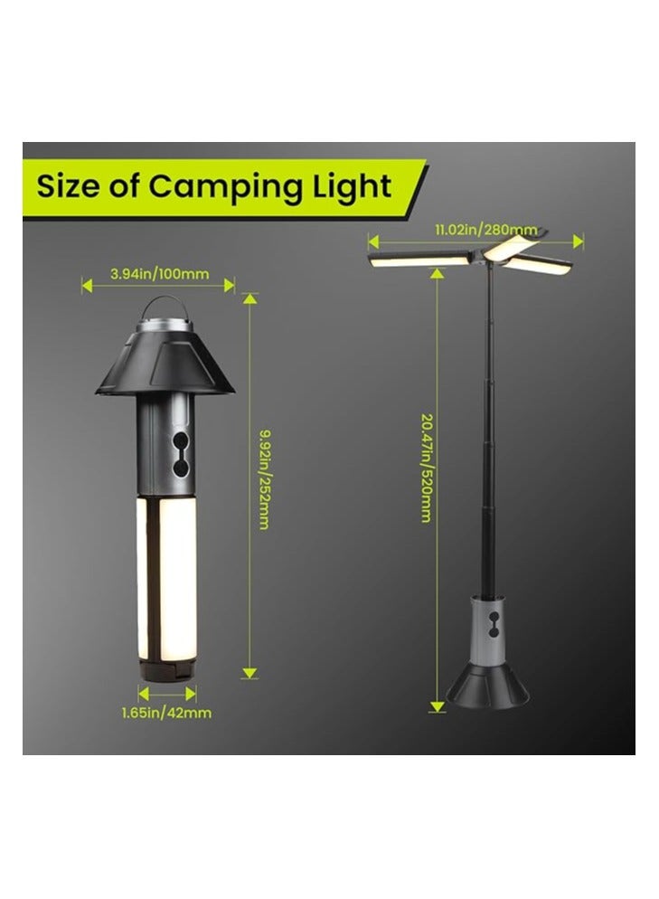 Telescopic Camping Light, 3000mAh Rechargeable Camping Lantern - 2 Dimmable Modes & 3 Flashlight Modes, IPX4 Waterproof, Portable Collapsible Light for Camping, Hiking, Home Emergency - Image 2