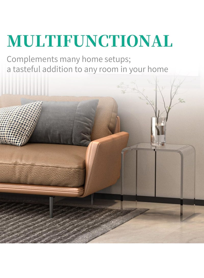 تي بي جي بي طاولة جانبية أكريليك للأريكة، طاولة جانبية بشكل شلال بزوايا مستديرة، طاولة قهوة مربعة عصرية من اللوسيت، طاولة جانبية وكرسي لغرفة المعيشة، غرفة النوم، الدراسة، المعرض، المكتب، الحمام (شكل U - 2 قطع) - Image 3