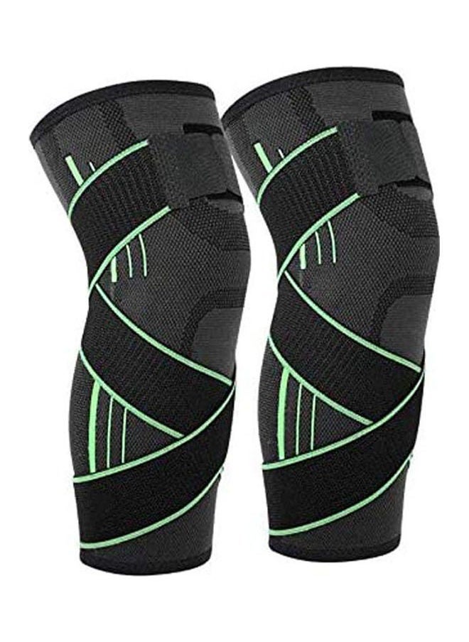 NIBEMINENT Compression Knee Brace Sleeves Sport Protective Pads Breathable Support For Running Basketball Cross Fit Squats Lifting Protector(L-Green)  - Image 1