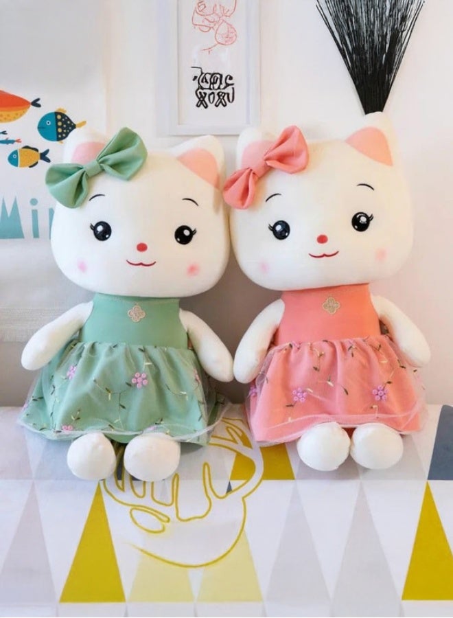 Cuddles Adorable Marshmallow Cat With Dress Plush Stuffed Animal Toy 25cm-Pink - Image 3