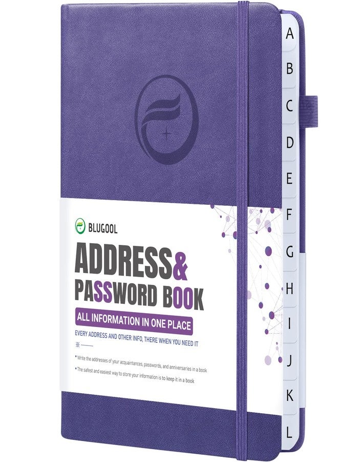 Blugool Address Book with Alphabetical Tabs, Hardcover Password Book, Address Organizer Keep Track of Phone Numbers, Special Days, Birthdays, Anniversaries and Notes (5.3'' x 7.7", Purple) - Image 1