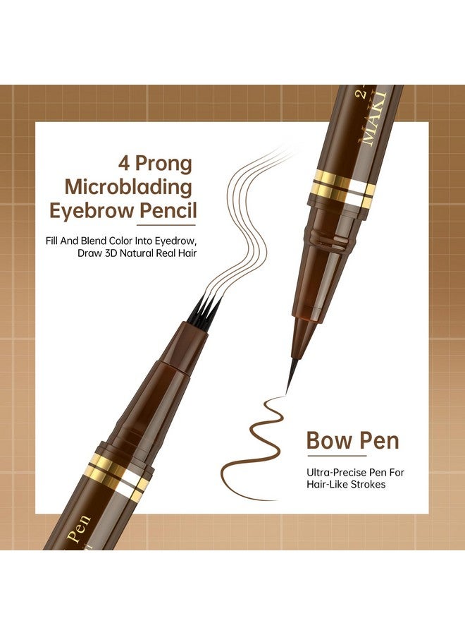 MAKI YIKA Microblading Eyebrow Pencil, Waterproof Eyebrow Pen with 4 Tip Brow Pen and Precise Brow Pencil to Create Natural Hair-Like Brows with Dual-ended Eyebrow Brush (A-Dark Brown) - Image 3