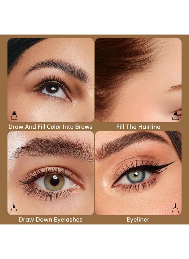 MAKI YIKA Microblading Eyebrow Pencil, Waterproof Eyebrow Pen with 4 Tip Brow Pen and Precise Brow Pencil to Create Natural Hair-Like Brows with Dual-ended Eyebrow Brush (A-Dark Brown) - Image 4
