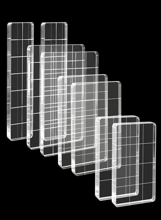 AUUTI 8 Items Acrylic Stamp Block with Grid Lines, Assorted Sizes Clear Stamping Blocks for Scrapbooking, Card Making, DIY Crafts Essential Stamping Tool with (Straight Edge) - Image 1