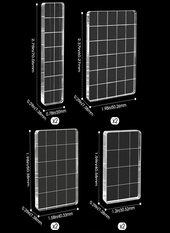AUUTI 8 Items Acrylic Stamp Block with Grid Lines, Assorted Sizes Clear Stamping Blocks for Scrapbooking, Card Making, DIY Crafts Essential Stamping Tool with (Straight Edge) - Image 3