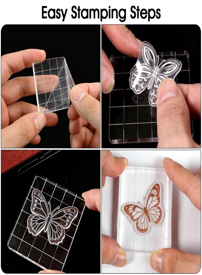 AUUTI 8 Items Acrylic Stamp Block with Grid Lines, Assorted Sizes Clear Stamping Blocks for Scrapbooking, Card Making, DIY Crafts Essential Stamping Tool with (Straight Edge) - Image 4