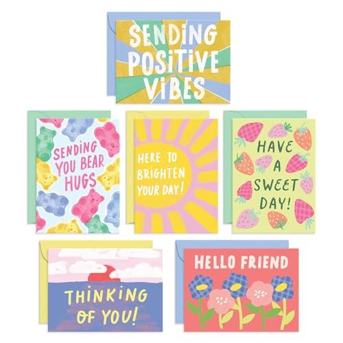 Sweetzer & Orange Sweetzer Orange SO Fun Thinking of You Cards with Envelopes Colorful Notes Pack of 24 Box Blank Inside Encouragement Cards with Covers Bulk Boxed Greeting sheets in various Designs4x55 - Image 1