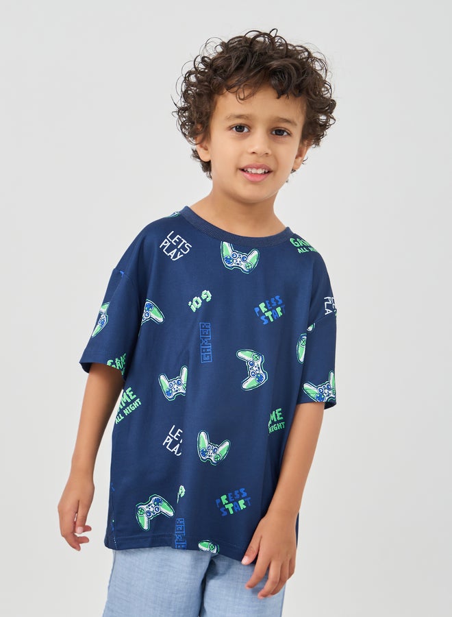 Styli Styli All-Over Print Round Neck T-Shirt  - Image 1