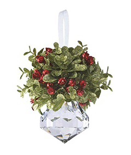 Ganz Kissing Krystal Acrylic Christmas Mistletoe Ornament with Hanger - Image 1