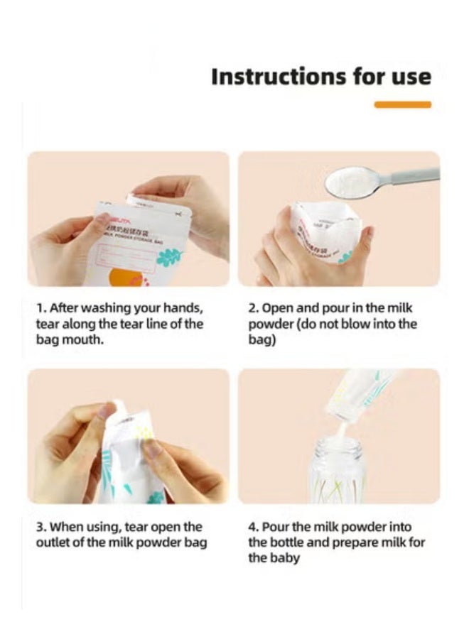 DOOKOO 60Pcs Baby Milk Powder Dispensers, Portable Babies Feeding Milk-Powder Storage Bags, Disposable Food Leakproof Pouches, Formula Containers for Travel,  Feeding-Milk Sealed for Newborn Parents Family - Image 2