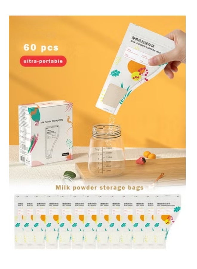DOOKOO 60Pcs Baby Milk Powder Dispensers, Portable Babies Feeding Milk-Powder Storage Bags, Disposable Food Leakproof Pouches, Formula Containers for Travel,  Feeding-Milk Sealed for Newborn Parents Family - Image 1