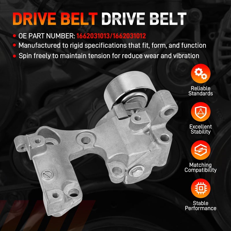 GDUKOP Engine Serpentine Belt Drive Tensioner & Idler Pulley Kit Compatible with Toyota 2005-2015 Tacoma, 2004-2009 4Runner, 2007-2009 FJ Cruiser, 2005-2010 Tundra Replaces# 1660331040 - Image 3