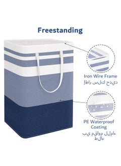 Arabest Laundry Basket, Laundry Hamper with Easy Carry Handles, Collapsible Washing Basket for Laundry, Bedroom, Dorm(Blue)  - Image 3