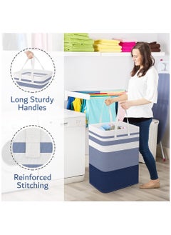 Arabest Laundry Basket, Laundry Hamper with Easy Carry Handles, Collapsible Washing Basket for Laundry, Bedroom, Dorm(Blue)  - Image 2