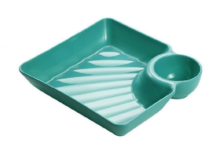 KESHU ENTERPRISE KESHU ENTERPRISE Plastic Plate with Sauce Compartment for Pasta, Dumpling, Nachos, Momos,French Fries, Chips Snacks Dish | Serving Platter Dish Set for Kids, Family & Parties (Multicolor) (Small, 1) - Image 1