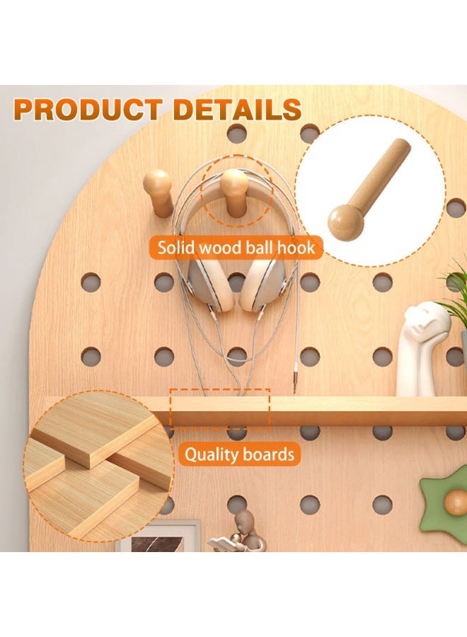 Sinyin Nordic Wooden Pegboard Wall Organizer with Adjustable Shelves and Hooks, Multifunction Storage Rack for Kids Room, Bedroom, Entryway, Study Room, Toy Display Shelf and Home Decoration - Image 4