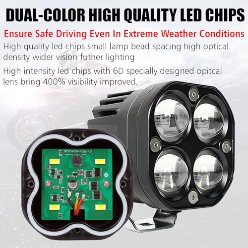 OTO2EYE LIU HJG 40W 1 YEAR WARRANTY 4 LED Projector Fog Lights – with 2 Different Lighting Modes 4000LM With Clamp (White & Yellow) Pack Of 2 - Image 3