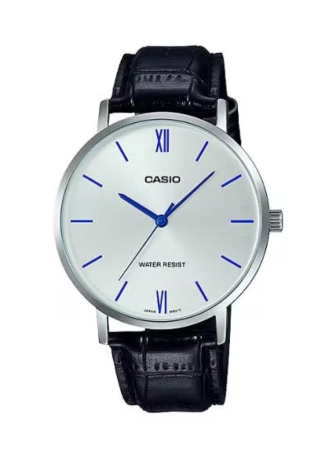 Men's Leather Analog Watch MTP-VT01L-7B1UDF - 40 mm