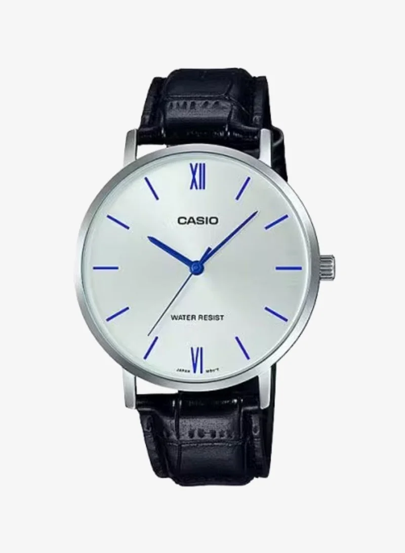 CASIO Men's Leather Analog Watch MTP-VT01L-7B1UDF - 40 mm