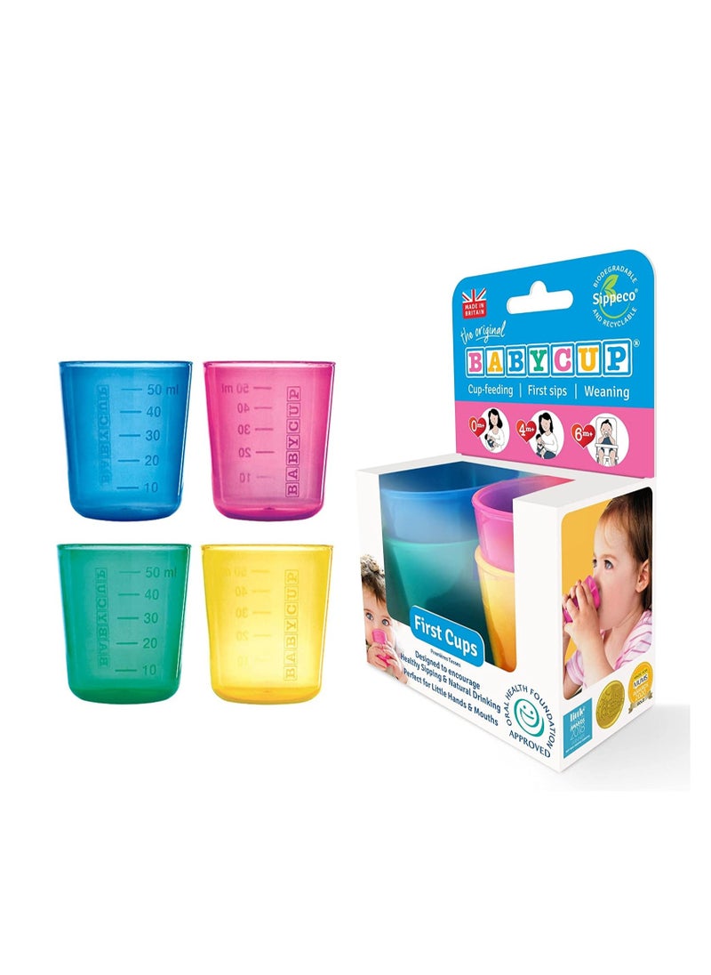 Babycup Baby Cup Nursing & Feeding Sippy Cups for Baby, Toddlers | Spill-Proof | Leak Proof | Kids Training Cups | Transition Cups | Easy-Grip | Pack Of 4 | 50 ml each | Multicolored | Age 4+ Months  - Image 1