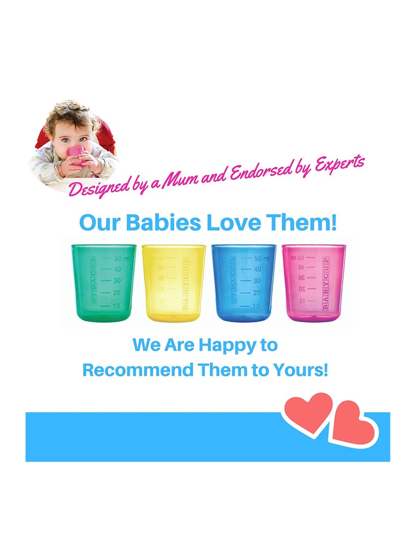 Babycup Baby Cup Nursing & Feeding Sippy Cups for Baby, Toddlers | Spill-Proof | Leak Proof | Kids Training Cups | Transition Cups | Easy-Grip | Pack Of 4 | 50 ml each | Multicolored | Age 4+ Months  - Image 2