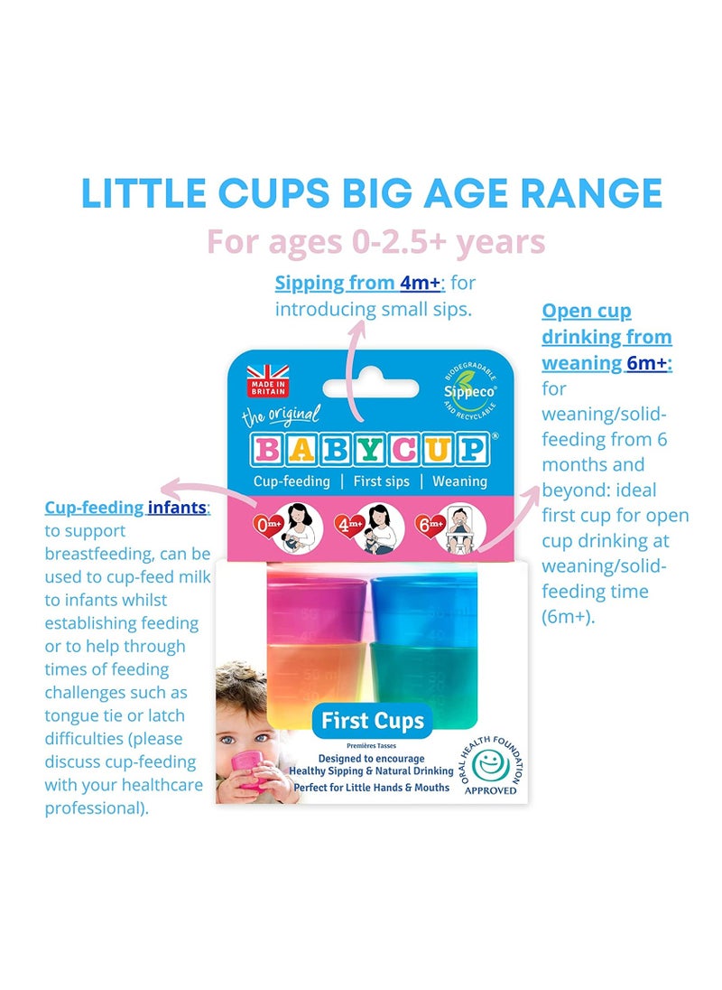 Babycup Baby Cup Nursing & Feeding Sippy Cups for Baby, Toddlers | Spill-Proof | Leak Proof | Kids Training Cups | Transition Cups | Easy-Grip | Pack Of 4 | 50 ml each | Multicolored | Age 4+ Months  - Image 3