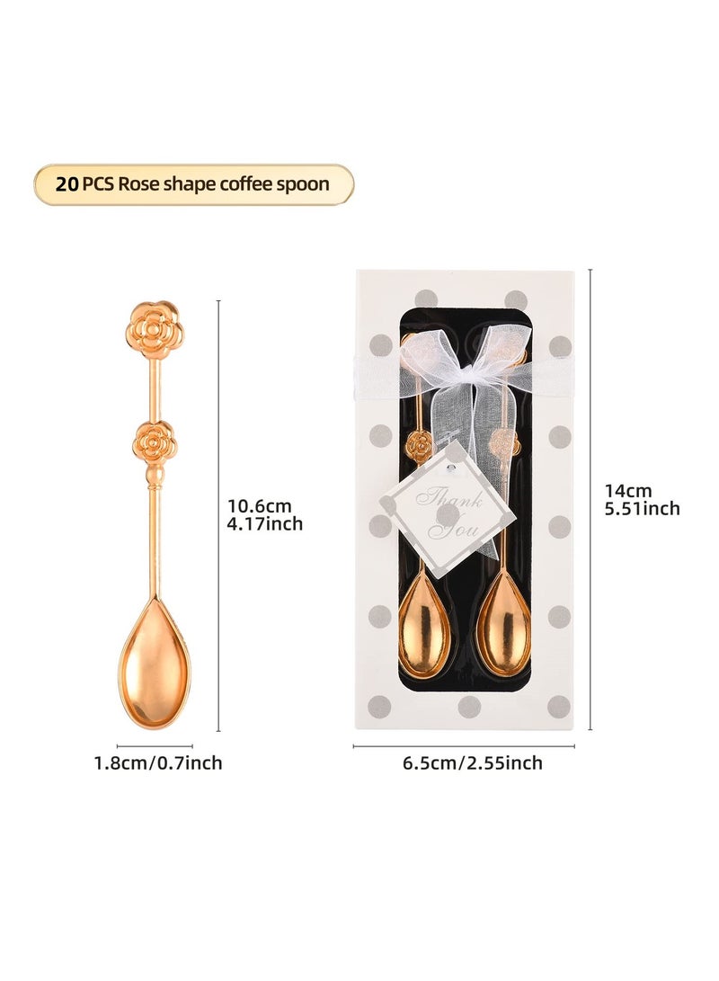 20 Pcs Teaspoons, Gold Rose-shaped Coffee Spoon Teaspoon, Teaspoon Gift Set for Wedding Gift, Bridal Shower, Baby Shower Favors, Drink Spoon Gifts and Souvenirs for Guests (10 Packs) - Image 2