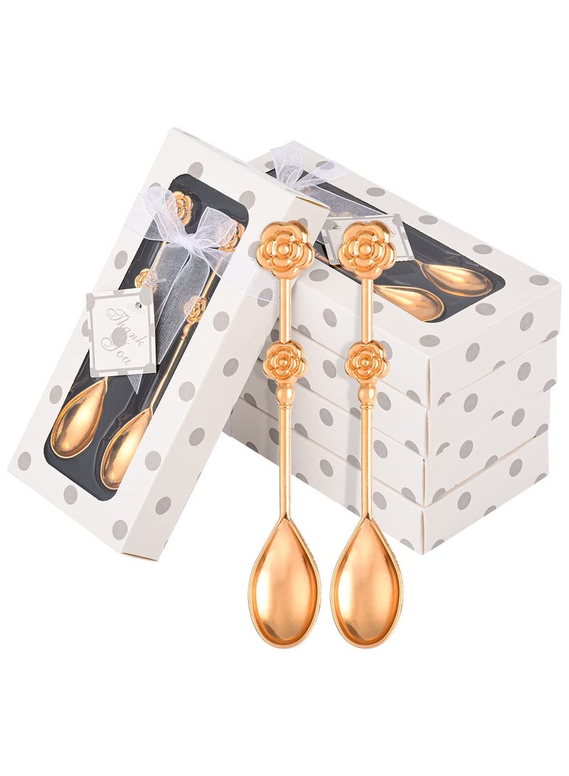 20 Pcs Teaspoons, Gold Rose-shaped Coffee Spoon Teaspoon, Teaspoon Gift Set for Wedding Gift, Bridal Shower, Baby Shower Favors, Drink Spoon Gifts and Souvenirs for Guests (10 Packs) - Image 1