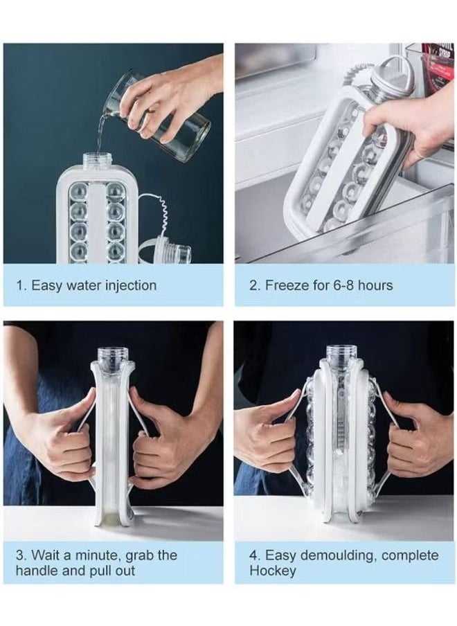 Generic - Portable Ice Ball Maker 2 in 1 Ice Cube Trays with 17 Grids Cooling Ice Pop Cube Molds For Cocktail Coffee Whiskey Hockey Champagne Beer Juice White - Image 1