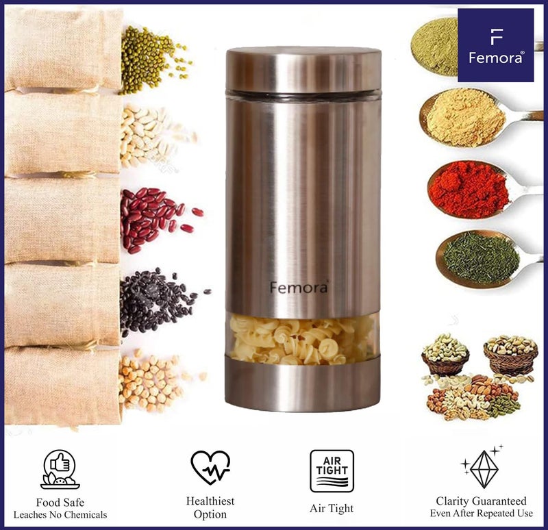 Femora Airtight Glass Jars 700ml Set of 4 | Silver Stainless Steel Lid | BPA Free & Food Grade | Rust Free | 1 Year Lid Warranty | Kitchen Storage for Snacks, Masala, Spice, Pickle, Cookies - Image 4