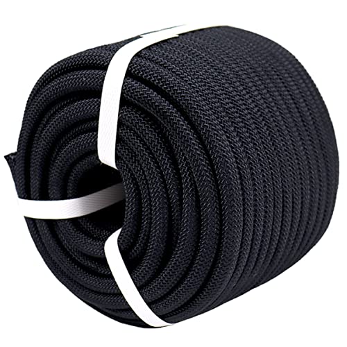 YUZENET Braided Polyester Arborist Rope (3/8 inch X 100 feet) High Strength Bull Rope for Tree Work Truck Securing Camping Swing, Black - Image 1
