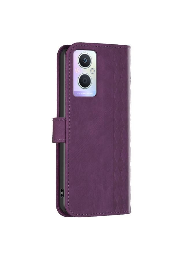 S-TOP Case For OPPO A96 5G / Reno7 Z Plaid Embossed Leather Phone Case - Image 3