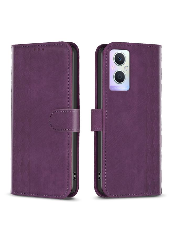 S-TOP Case For OPPO A96 5G / Reno7 Z Plaid Embossed Leather Phone Case - Image 1