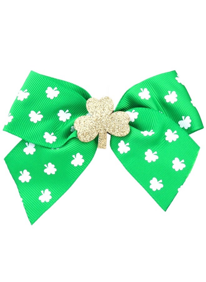 Needzo Saint Patrick’S Day Bow With Shamrock Festive Hair Accessory With Alligator Clip St. Patty’S Hairpiece One Size Fits Most  - Image 1