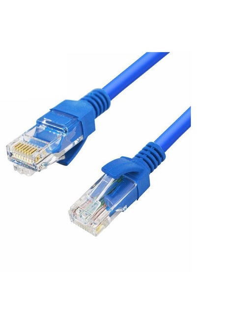 CAT6 Ethernet Cable RJ45  Colour: Blue U/UTP (unscreened) Stranded bare copper conductors Insulation: HDPE, diameter: 0.97 mm (0.04″) Sheath: PVC Conductor thickness: 24AWG (7/0.2)