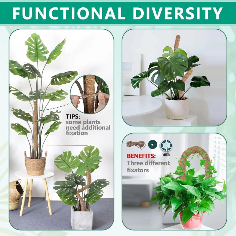 AlisisFores 4 Pcs Bendable Moss Pole for Monstera Plant Supportï¼Œ24 Inch Handmade Coir Pole Stick for Climbing Plants Indoor Plant Stakes for Potted Plants to Grow Upwards - Image 2