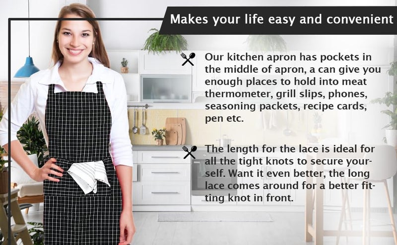CRAZYWEAVES 100% cotton apron cooking kitchen apron for women and men chef apron - Image 5