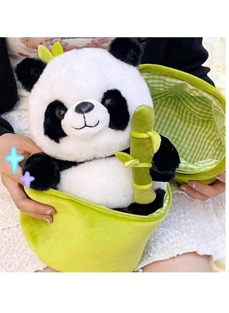 AROAQ Panda Stuffed Animals, 2 In 1 Bamboo Tube Panda Plush And Pillow, Panda Bear Plush Toys With Bamboo Stuffed Panda Plushies For Boys And Girls - Image 2