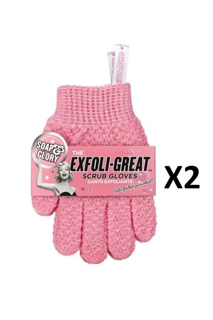 Soap & Glory Body Exfoliating Gloves – Pink, 2 Pieces - Image 1