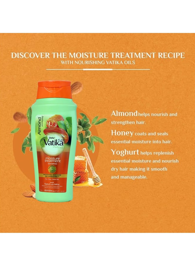 Dabur atika Naturals Moisture Treatment Shampoo Almond & Honey | Natural & Herbal Extracts | Adds Shine & Manageability | For Dry, Frizzy 600ml - Image 3