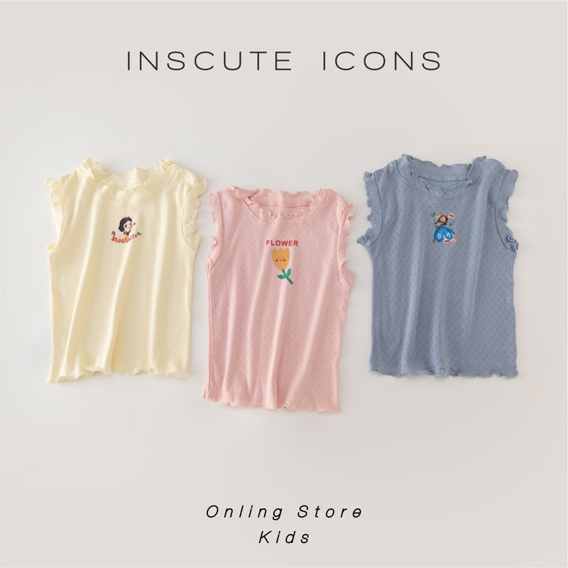 Children'S Vest T-Shirt Pure Cotton Bottoming Shirt Girls' Printed T-Shirt Breathable Sweat-Absorbent All-Matching Top Class A 6 - Image 3