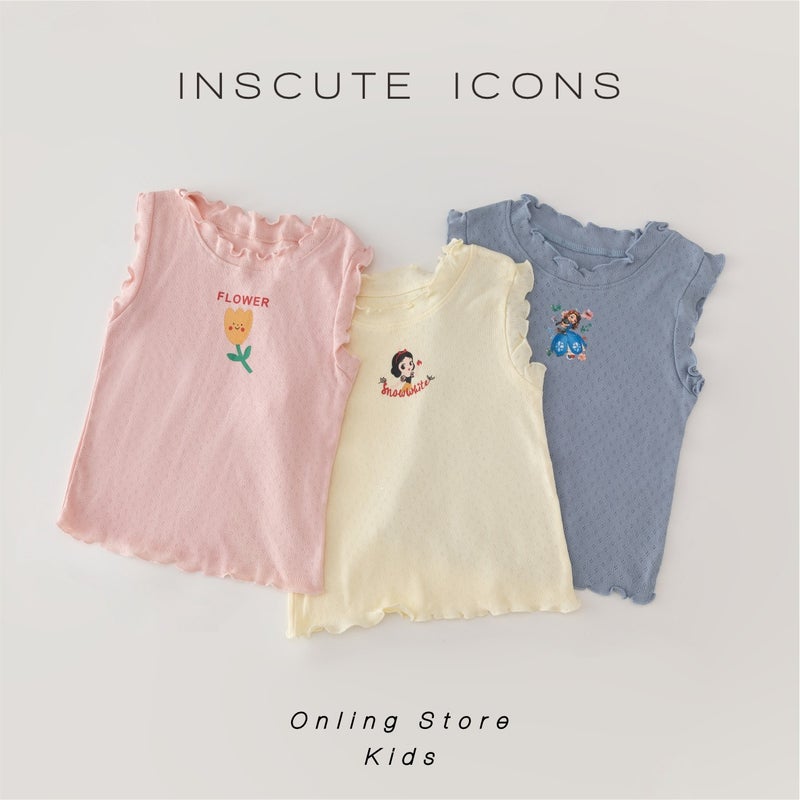 Children'S Vest T-Shirt Pure Cotton Bottoming Shirt Girls' Printed T-Shirt Breathable Sweat-Absorbent All-Matching Top Class A 6 - Image 2