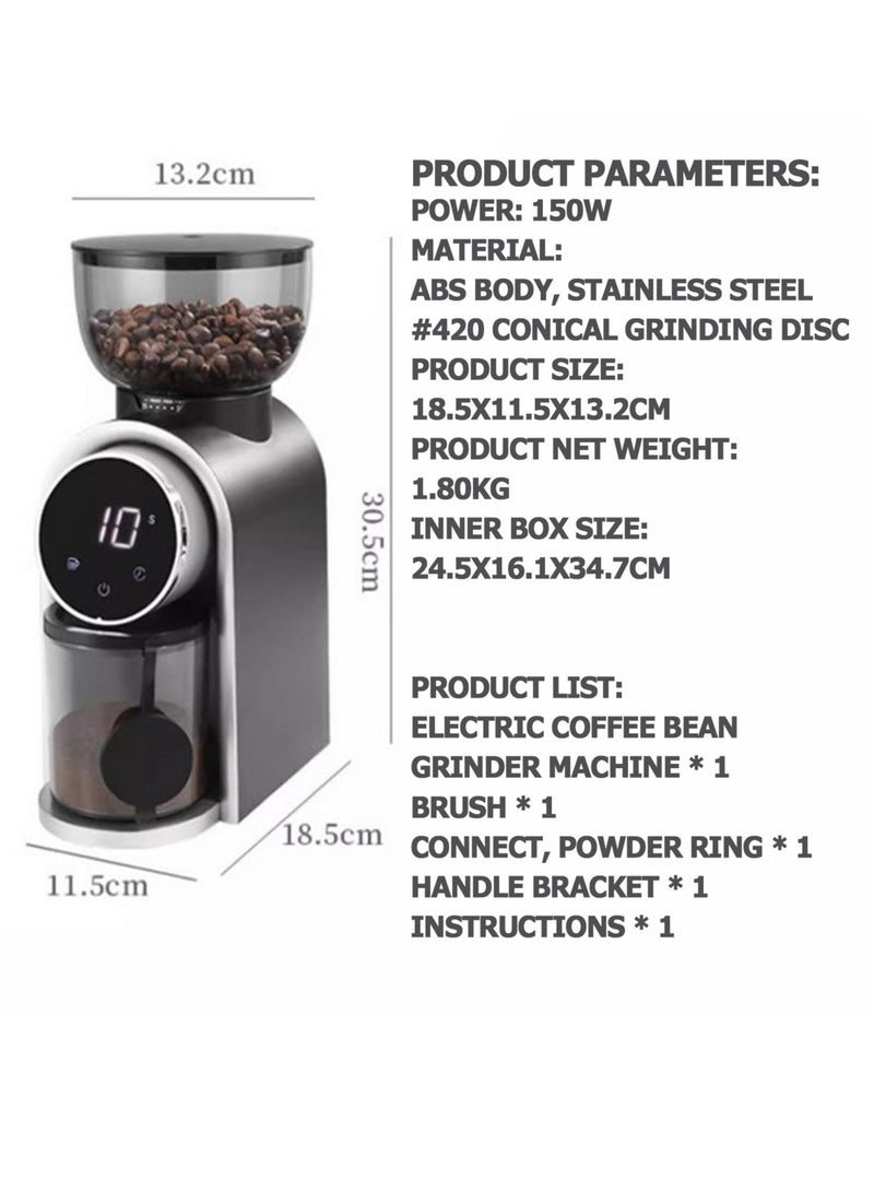 ET-LIFE 12-Cups Electric Coffee Grinder with 25 Gears Precise Settin, Stainless Steel Coffee Grinder, LCD Screen and Large Capacity for Turkish/Espresso/Mocha/Drip/Pour Over/French Press - Image 3