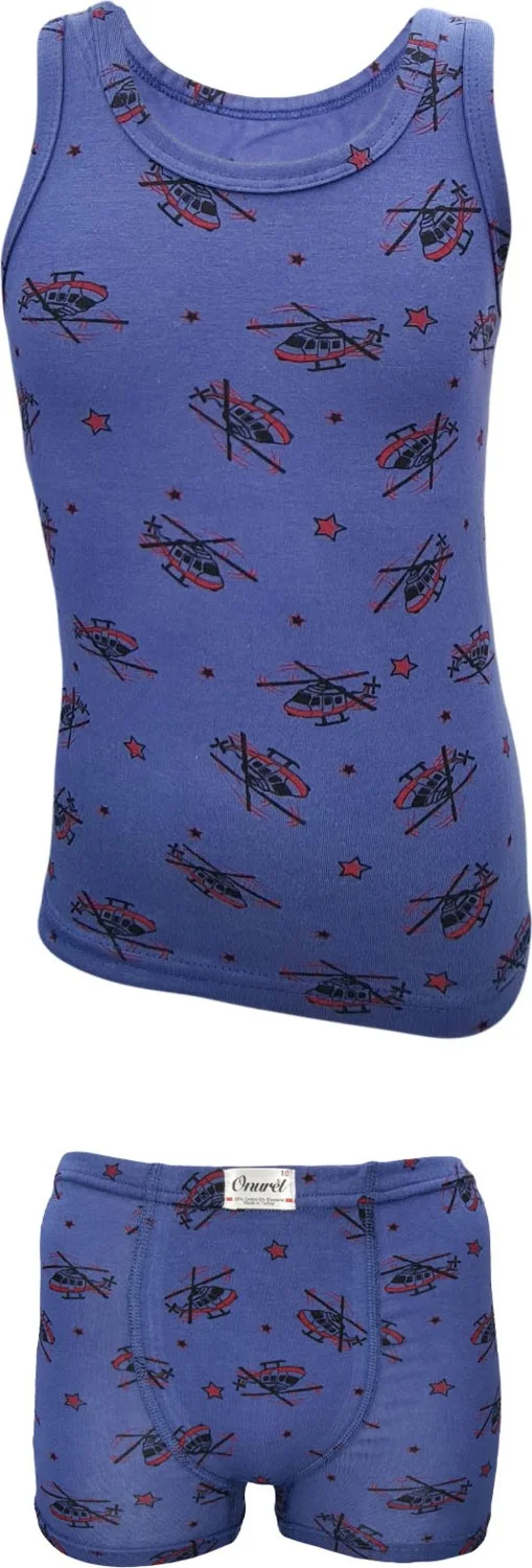 اونوريل Boys 5-Pack Mixed Color Airplane Printed Lycra Undershirt Boxer Set
