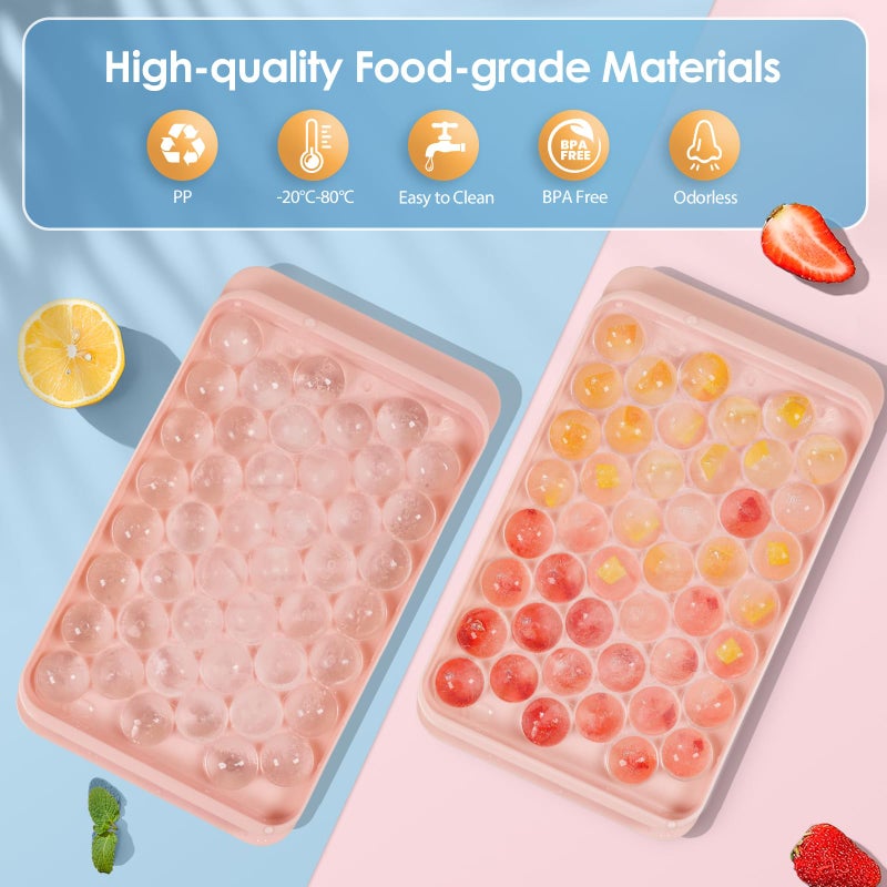 WIBIMEN Ice Cube Tray with Lid and Bin - Round Ice Trays for Freezer with Lid - Ice Cube Trays for Freezer with Ice Container (0.8"-2PACK Pink) - Image 3