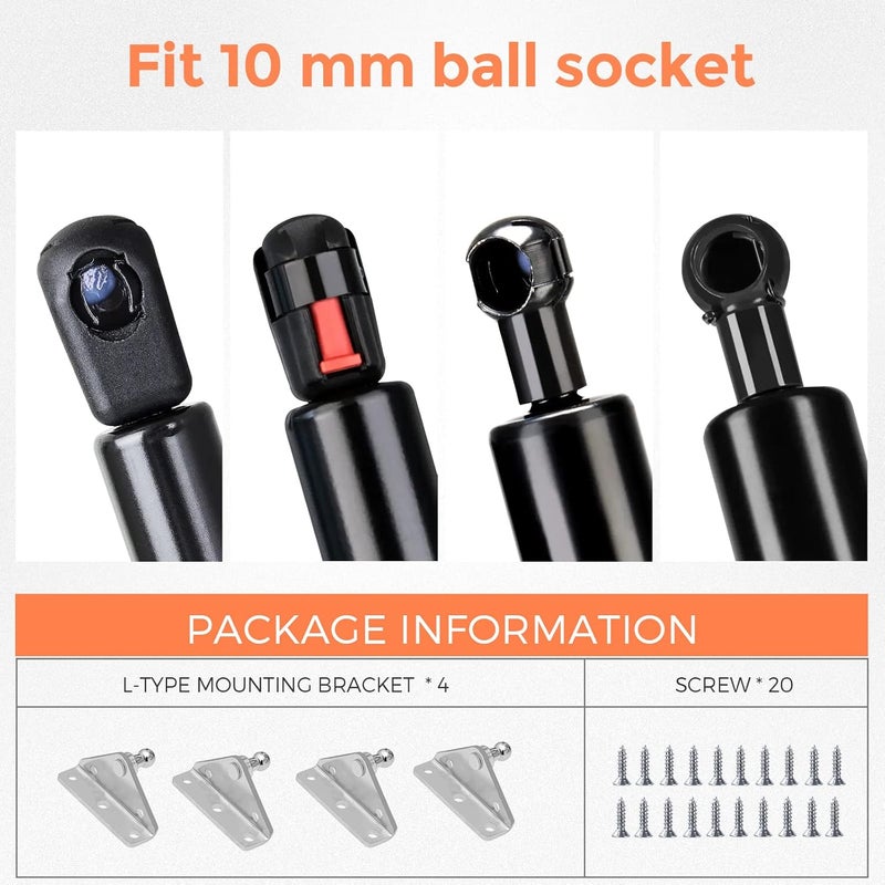 PAMAGOO 10MM Ball Stud Mounting Brackets L-Type 4Pcs Set for Gas Spring Struts - Image 5
