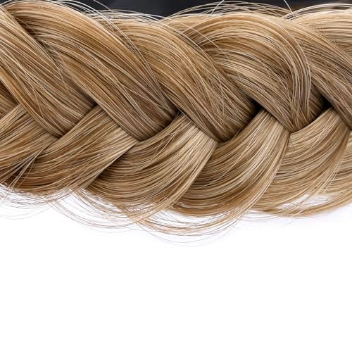 DIGUAN Wide Messy Braided Headband With Teeth Synthetic Hair Plaited Headband High Elasticity Braids Chunky Fishtail Braided Hair Band Hairpiece for Girls Women Beauty Accessory Dirty Blonde - Image 3