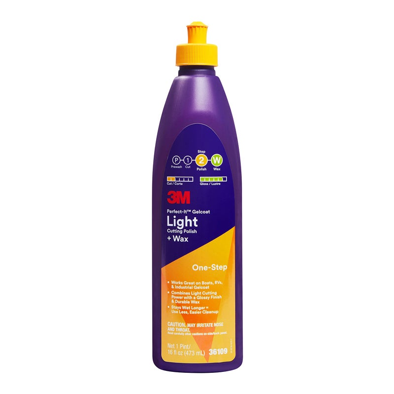 Perfect-It 3M Perfect-It Gelcoat Light Cutting Polish + Wax, 36109, 1 Pint, One-Step Process, Removes Scratches and Swirls, Light Oxidation Remover for Boats and RVs - Image 1